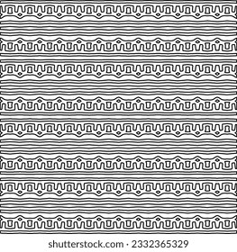 Stylish texture with figures from lines. black and white pattern for web page, textures, card, poster, fabric, textile. Monochrome graphic repeating design.