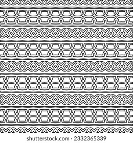 Stylish texture with figures from lines. black and white pattern for web page, textures, card, poster, fabric, textile. Monochrome graphic repeating design.