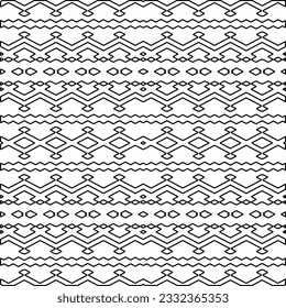 Stylish texture with figures from lines. black and white pattern for web page, textures, card, poster, fabric, textile. Monochrome graphic repeating design.