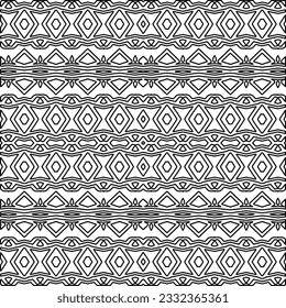 Stylish texture with figures from lines. black and white pattern for web page, textures, card, poster, fabric, textile. Monochrome graphic repeating design.