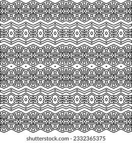 Stylish texture with figures from lines. black and white pattern for web page, textures, card, poster, fabric, textile. Monochrome graphic repeating design.