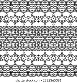 Stylish texture with figures from lines. black and white pattern for web page, textures, card, poster, fabric, textile. Monochrome graphic repeating design.