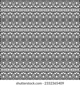 Stylish texture with figures from lines. black and white pattern for web page, textures, card, poster, fabric, textile. Monochrome graphic repeating design.