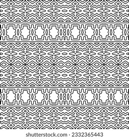 Stylish texture with figures from lines. black and white pattern for web page, textures, card, poster, fabric, textile. Monochrome graphic repeating design.