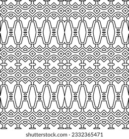 Stylish texture with figures from lines. black and white pattern for web page, textures, card, poster, fabric, textile. Monochrome graphic repeating design.