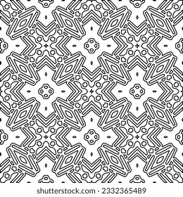 Stylish texture with figures from lines. black and white pattern for web page, textures, card, poster, fabric, textile. Monochrome graphic repeating design.