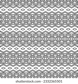 Stylish texture with figures from lines. black and white pattern for web page, textures, card, poster, fabric, textile. Monochrome graphic repeating design.