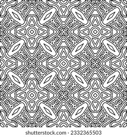Stylish texture with figures from lines. black and white pattern for web page, textures, card, poster, fabric, textile. Monochrome graphic repeating design.