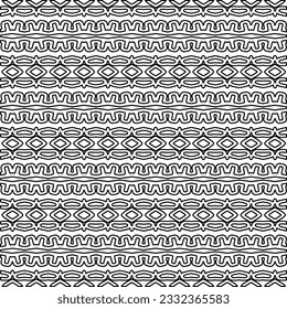 Stylish texture with figures from lines. black and white pattern for web page, textures, card, poster, fabric, textile. Monochrome graphic repeating design.