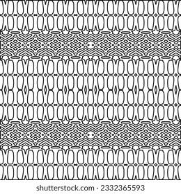 Stylish texture with figures from lines. black and white pattern for web page, textures, card, poster, fabric, textile. Monochrome graphic repeating design.