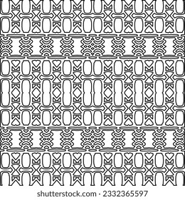 Stylish texture with figures from lines. black and white pattern for web page, textures, card, poster, fabric, textile. Monochrome graphic repeating design.
