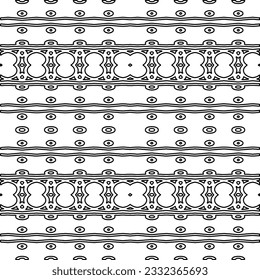Stylish texture with figures from lines. black and white pattern for web page, textures, card, poster, fabric, textile. Monochrome graphic repeating design.