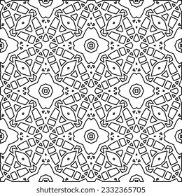 Stylish texture with figures from lines. black and white pattern for web page, textures, card, poster, fabric, textile. Monochrome graphic repeating design.