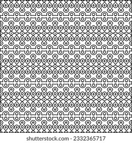 Stylish texture with figures from lines. black and white pattern for web page, textures, card, poster, fabric, textile. Monochrome graphic repeating design.