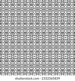 Stylish texture with figures from lines. black and white pattern for web page, textures, card, poster, fabric, textile. Monochrome graphic repeating design.