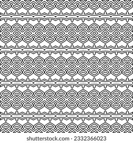 Stylish texture with figures from lines. black and white pattern for web page, textures, card, poster, fabric, textile. Monochrome graphic repeating design.