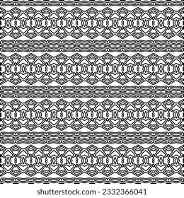 Stylish texture with figures from lines. black and white pattern for web page, textures, card, poster, fabric, textile. Monochrome graphic repeating design.