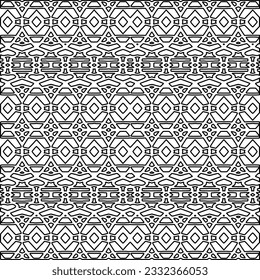 Stylish texture with figures from lines. black and white pattern for web page, textures, card, poster, fabric, textile. Monochrome graphic repeating design.