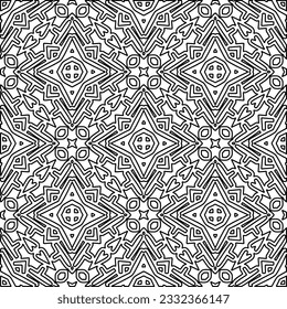 Stylish texture with figures from lines. black and white pattern for web page, textures, card, poster, fabric, textile. Monochrome graphic repeating design.