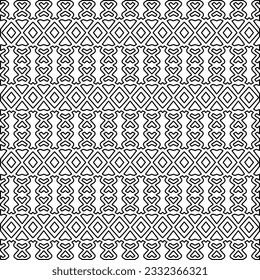 Stylish texture with figures from lines. black and white pattern for web page, textures, card, poster, fabric, textile. Monochrome graphic repeating design.
