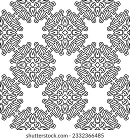 Stylish texture with figures from lines. black and white pattern for web page, textures, card, poster, fabric, textile. Monochrome graphic repeating design.