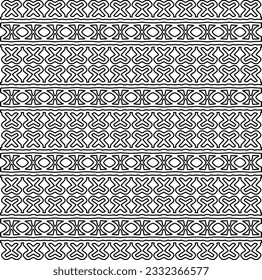 Stylish texture with figures from lines. black and white pattern for web page, textures, card, poster, fabric, textile. Monochrome graphic repeating design.