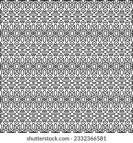 Stylish texture with figures from lines. black and white pattern for web page, textures, card, poster, fabric, textile. Monochrome graphic repeating design.