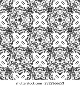Stylish texture with figures from lines. black and white pattern for web page, textures, card, poster, fabric, textile. Monochrome graphic repeating design.