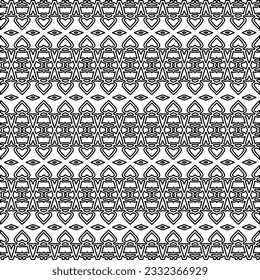Stylish texture with figures from lines. black and white pattern for web page, textures, card, poster, fabric, textile. Monochrome graphic repeating design.