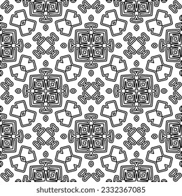 Stylish texture with figures from lines. black and white pattern for web page, textures, card, poster, fabric, textile. Monochrome graphic repeating design.