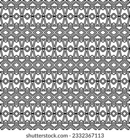 Stylish texture with figures from lines. black and white pattern for web page, textures, card, poster, fabric, textile. Monochrome graphic repeating design.