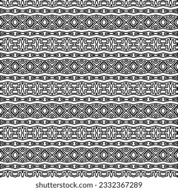 Stylish texture with figures from lines. black and white pattern for web page, textures, card, poster, fabric, textile. Monochrome graphic repeating design.