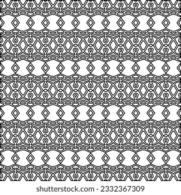 Stylish texture with figures from lines. black and white pattern for web page, textures, card, poster, fabric, textile. Monochrome graphic repeating design.