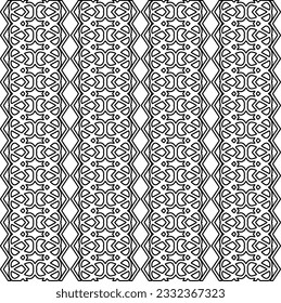 Stylish texture with figures from lines. black and white pattern for web page, textures, card, poster, fabric, textile. Monochrome graphic repeating design.
