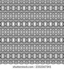 Stylish texture with figures from lines. black and white pattern for web page, textures, card, poster, fabric, textile. Monochrome graphic repeating design.