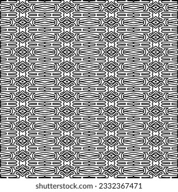 Stylish texture with figures from lines. black and white pattern for web page, textures, card, poster, fabric, textile. Monochrome graphic repeating design.