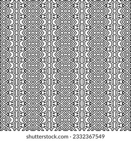 Stylish texture with figures from lines. black and white pattern for web page, textures, card, poster, fabric, textile. Monochrome graphic repeating design.