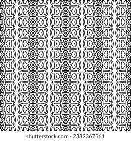 Stylish texture with figures from lines. black and white pattern for web page, textures, card, poster, fabric, textile. Monochrome graphic repeating design.
