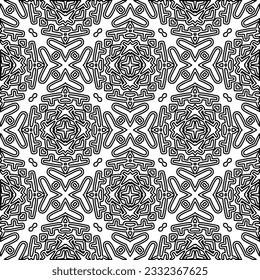 Stilvolle Textur mit Figuren aus Linien. schwarz-weißes Muster für Webseiten, Texturen, Karten, Poster, Stoff, Textilien. Monochrome grafische Wiederholungsdesign.