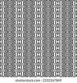 Stylish texture with figures from lines. black and white pattern for web page, textures, card, poster, fabric, textile. Monochrome graphic repeating design.