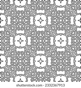 Stylish texture with figures from lines. black and white pattern for web page, textures, card, poster, fabric, textile. Monochrome graphic repeating design.