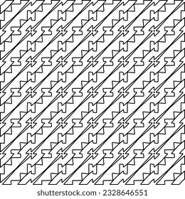 Stylish texture with figures from lines.
Diagonal pattern. Repeat decorative design.Abstract texture for textile, fabric, wallpaper, wrapping paper.Black and white geometric wallpaper.