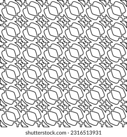 Stylish texture with figures from lines. Line art. Black and white pattern. Abstract background for web page, textures, card, poster, fabric, textile.