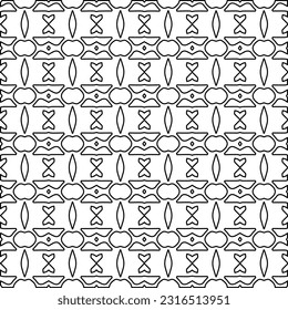 Stylish texture with figures from lines. Line art. Black and white pattern. Abstract background for web page, textures, card, poster, fabric, textile.