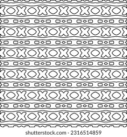 Stylish texture with figures from lines. Line art. Black and white pattern. Abstract background for web page, textures, card, poster, fabric, textile.