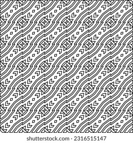 Stylish texture with figures from lines. Line art. Black and white pattern. Abstract background for web page, textures, card, poster, fabric, textile.