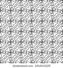 Stylish texture with figures from lines. Line art. Black and white pattern. Abstract background for web page, textures, card, poster, fabric, textile.