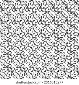 Stylish texture with figures from lines. Line art. Black and white pattern. Abstract background for web page, textures, card, poster, fabric, textile.