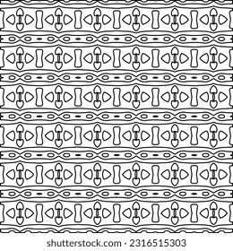 Stylish texture with figures from lines. Line art. Black and white pattern. Abstract background for web page, textures, card, poster, fabric, textile.