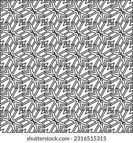 Stylish texture with figures from lines. Line art. Black and white pattern. Abstract background for web page, textures, card, poster, fabric, textile.